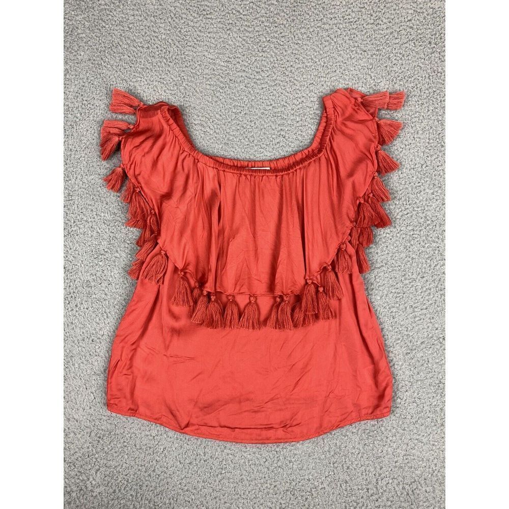 St Roche Tasseled‎ Sleeveless Top Shirt Womens  XS Burnt Orange